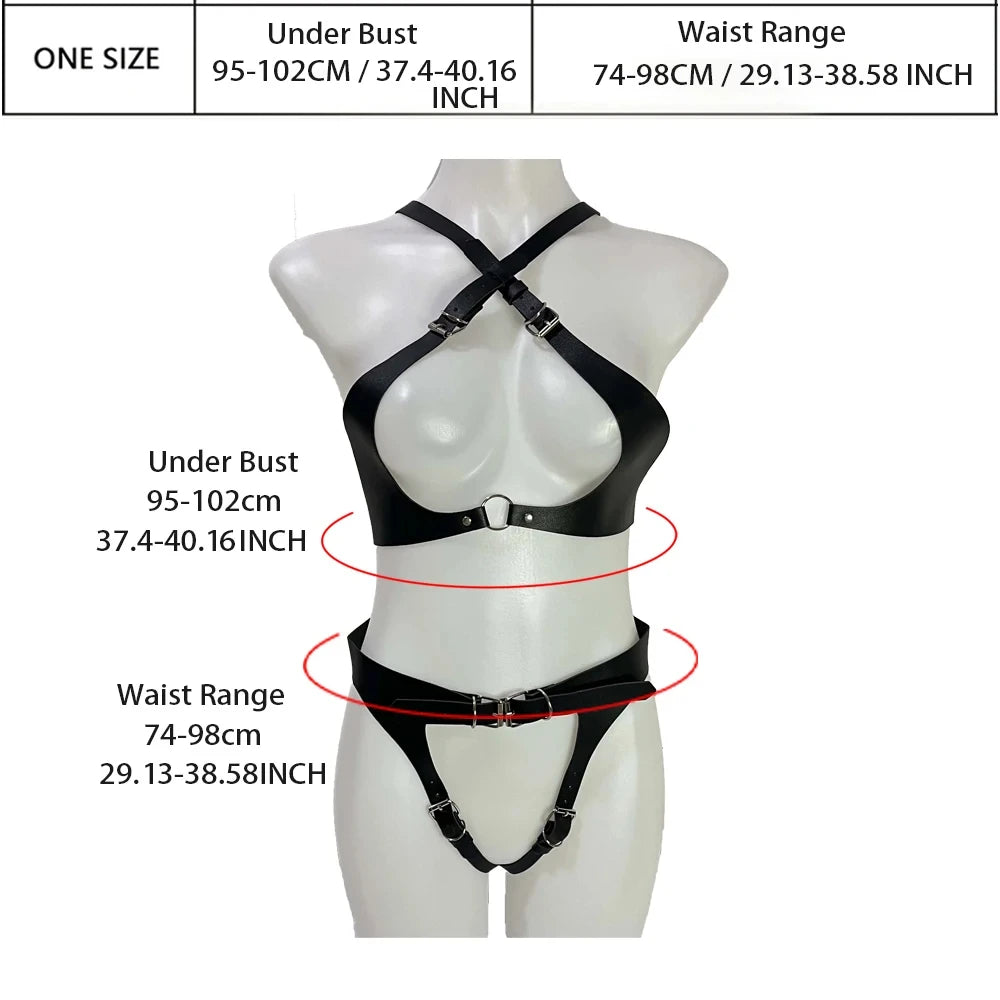Sexy Leather Full Body Harness Belt Bdsm Bondage Lingerie Garter Belt Leather Lingerie Goth Fetish Clothing Festival Rave Outfit