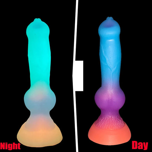 2 Size Luminous Dog Knot Dildos Animal Peni Fake Dick Faloimetor For Women Anal Dildo Big Butt Plug Anal Toy For Men Masturbator